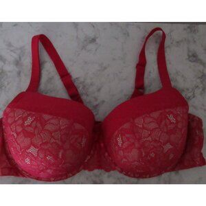 Torrid Curve Bra 44DD Red Lace Push Up Underwire Padded Plus Size